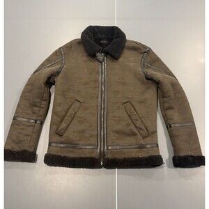 TRUTH Type B-3 Black Leather Fur Jacket Flight Bomber Mouton Size(46) USA Brown